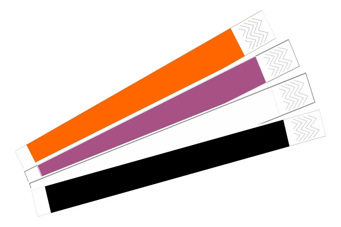 100 Fitas Pulseiras Identificação Festas Eventos Congressos Cor Laranja-lilas-branca-preta