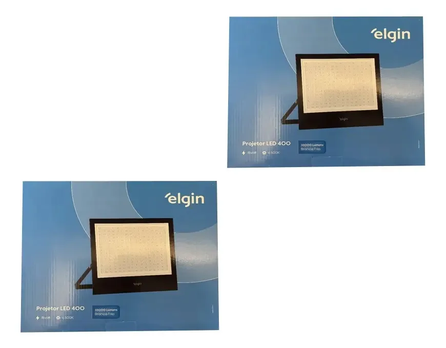 2x Refletores Elgin 400w 6500k Luz Branco Frio Ip66