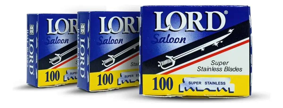 300 Laminas Barbear 1/2 Lord Saloon Cortada 3 Cxs C 100