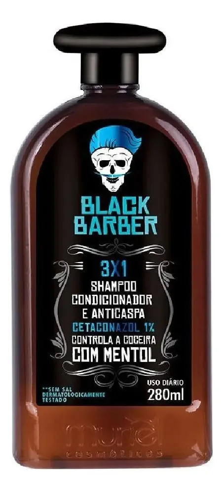 Shampoo Para Barba Muriel Black Barber 3x1 Anticaspa 280ml