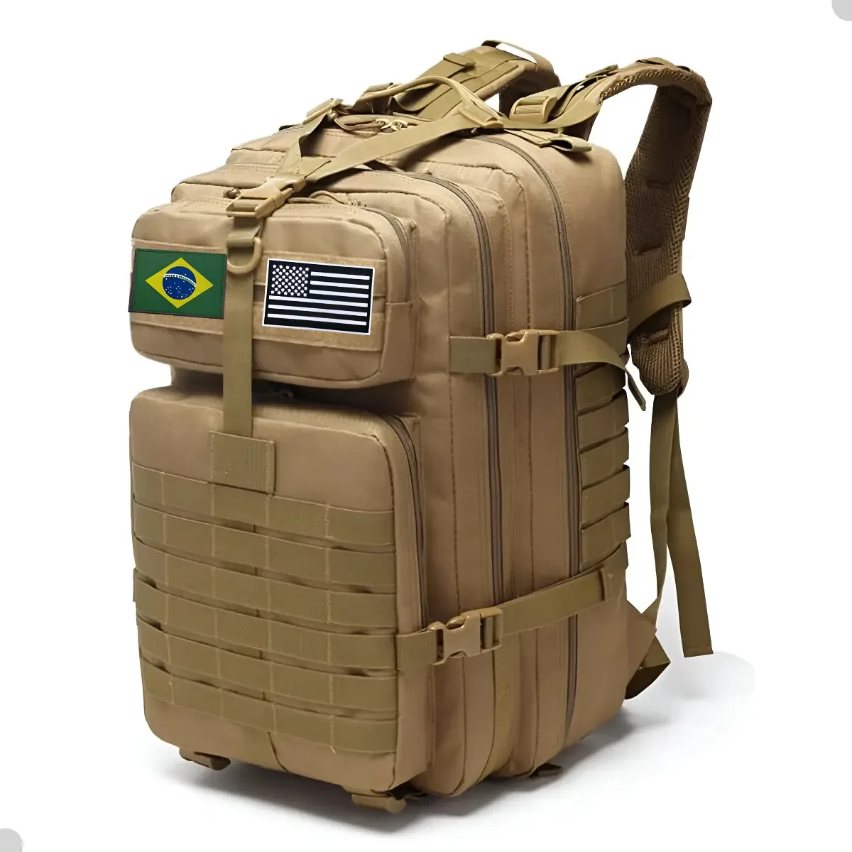 Mochila Tática Militar Impermeável Reforçada Masculina Feminina Camping Pesca Caça 50L Bagear Cor Cáqui Deserto
