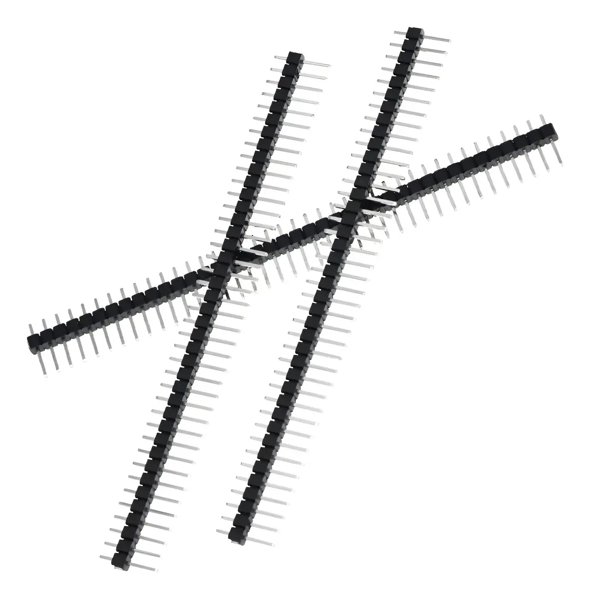 Kit com 4 Conectores Macho de Pinos 1x40 Preto para Projetos Eletrônicos MX