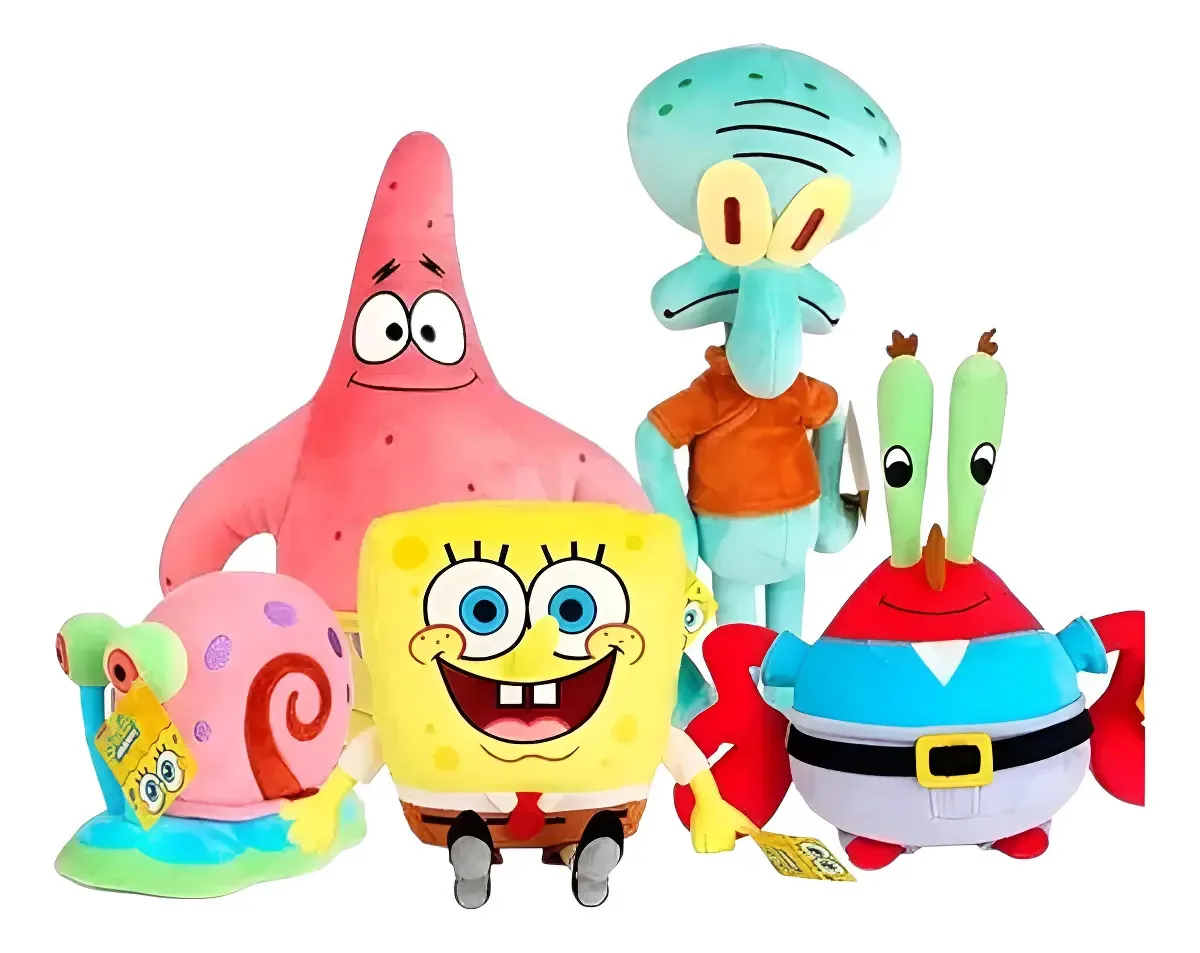 Pelúcias Da Turma Do Bob Esponja 5 Personagens P\e Cor Gary