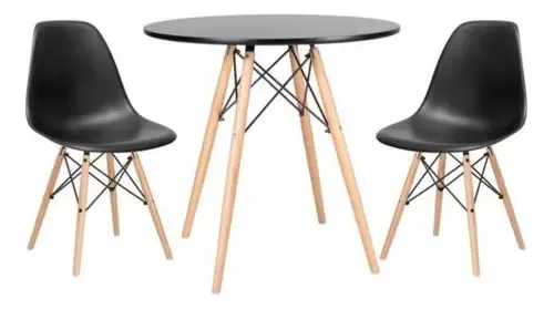 Conjunto Mesa Eiffel Preta 70cm E 4 Cadeiras Eiffel Pretas