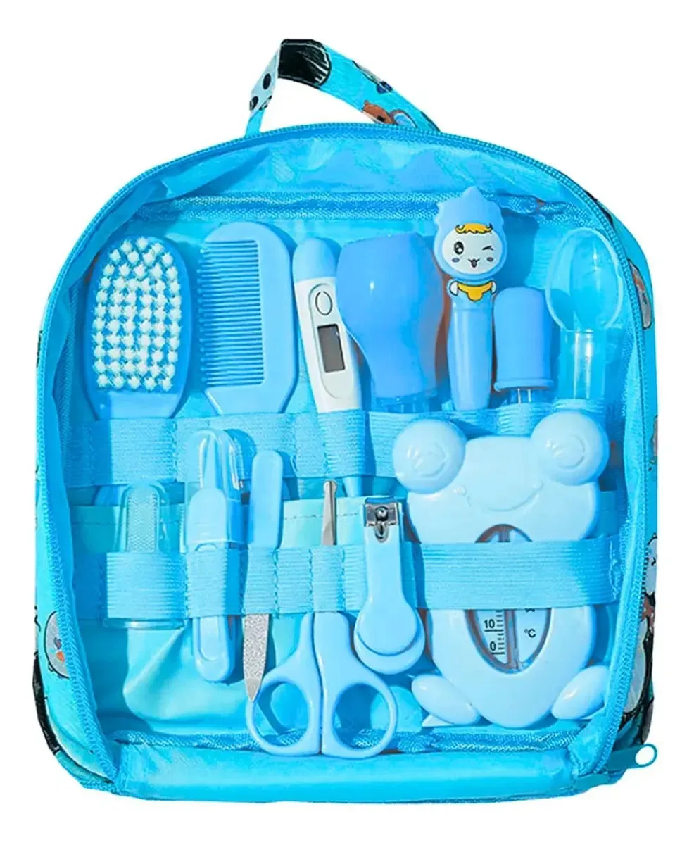 Kit De Cuidados E Higiene Do Bebê Recém Nascido 13 Peças Cor Azul