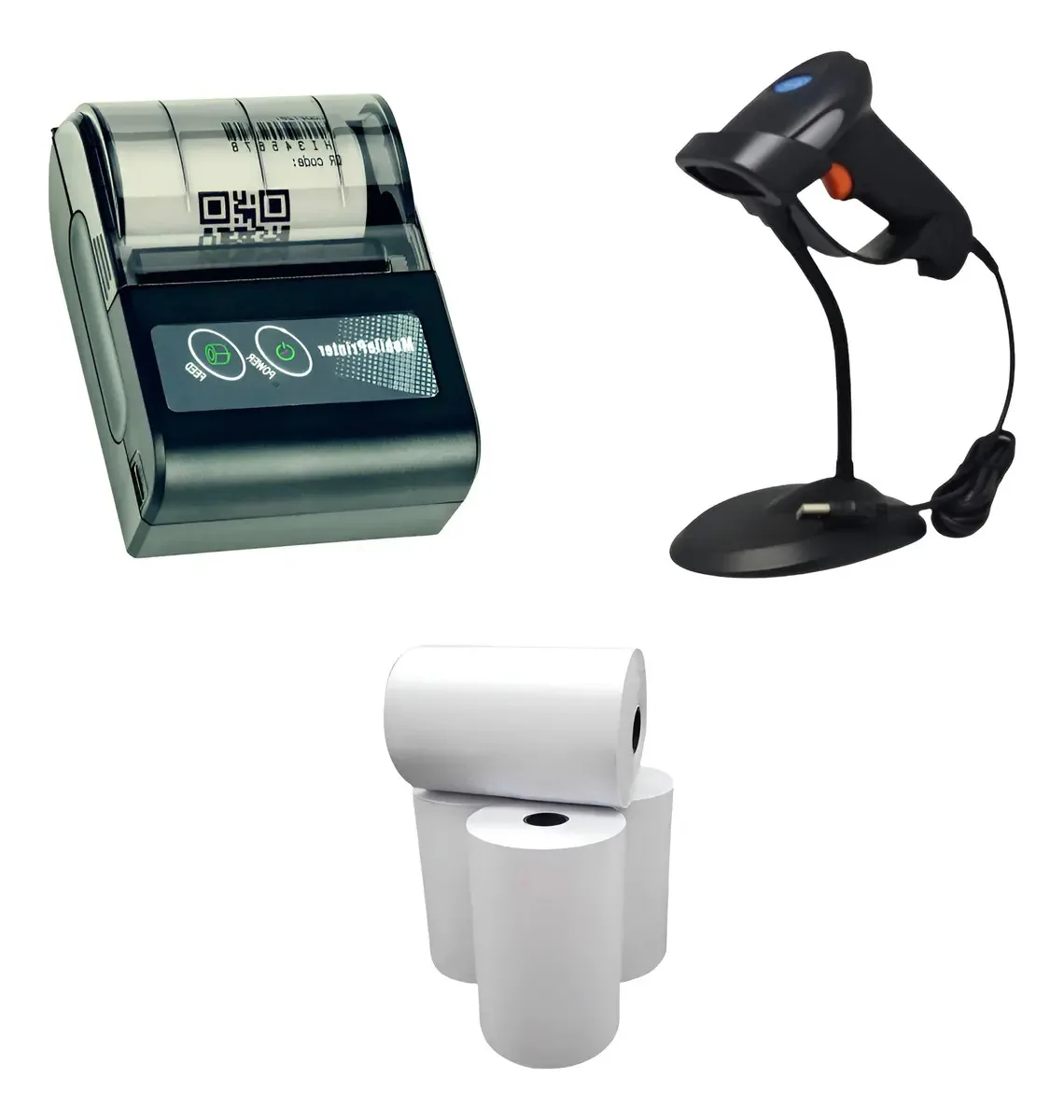 Impressora Térmica 58mm Não Fiscal + Leitor + 5 Bobinas Preto 110 / 240v (bivolt)