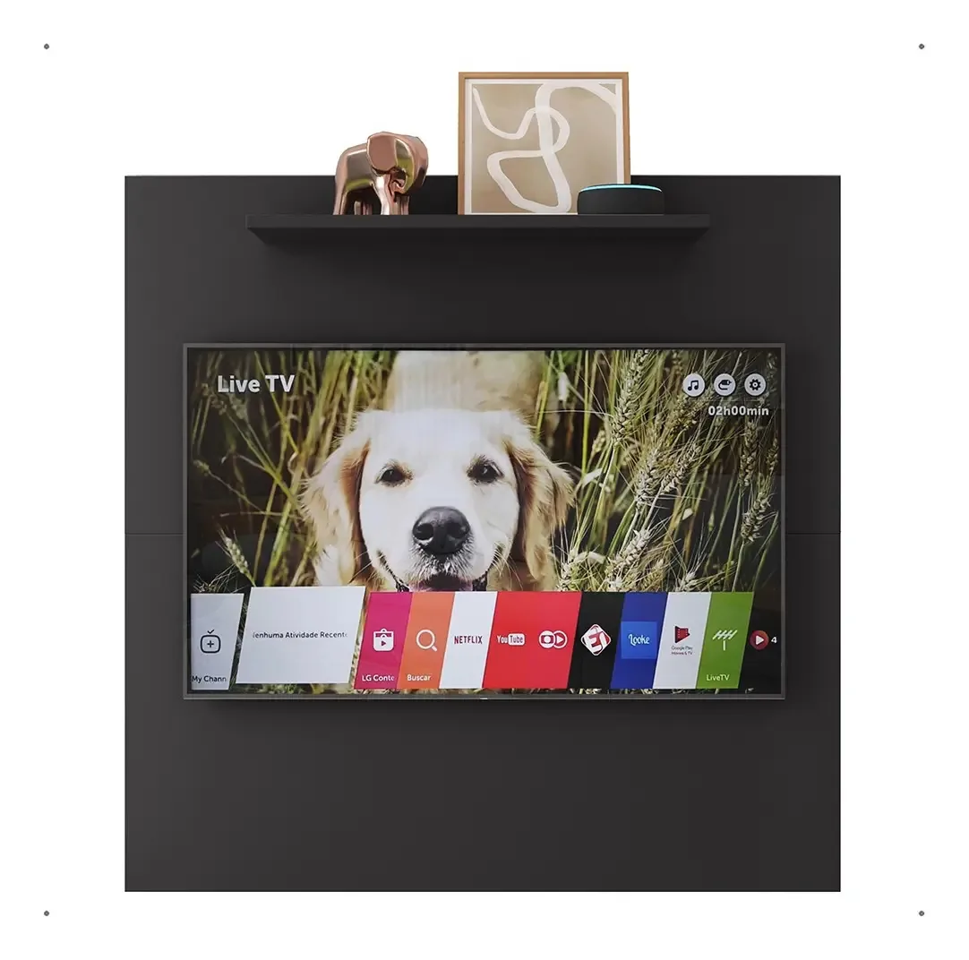 Estante Livro Painel Tv 22 24 32 Polegadas Sala Quarto Cor Preto