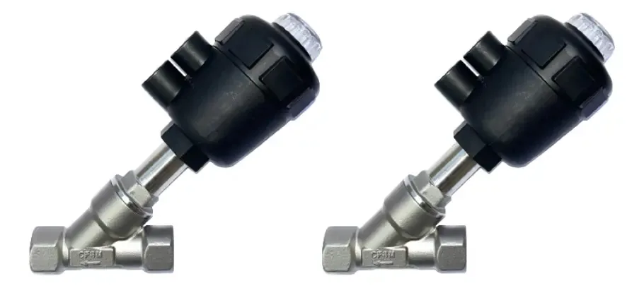 Kit 2 Válvulas Angulares Pneumáticas 1/2 Pol. Dn15 Aço Inox
