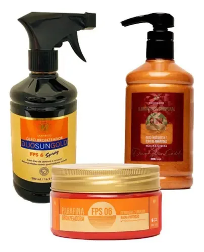 Kit Bronzeamento Parafina Cenoura Óleo Iluminador Corporal