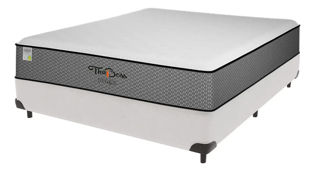 Cama box branca e colchão casal The Boss d33 Unique