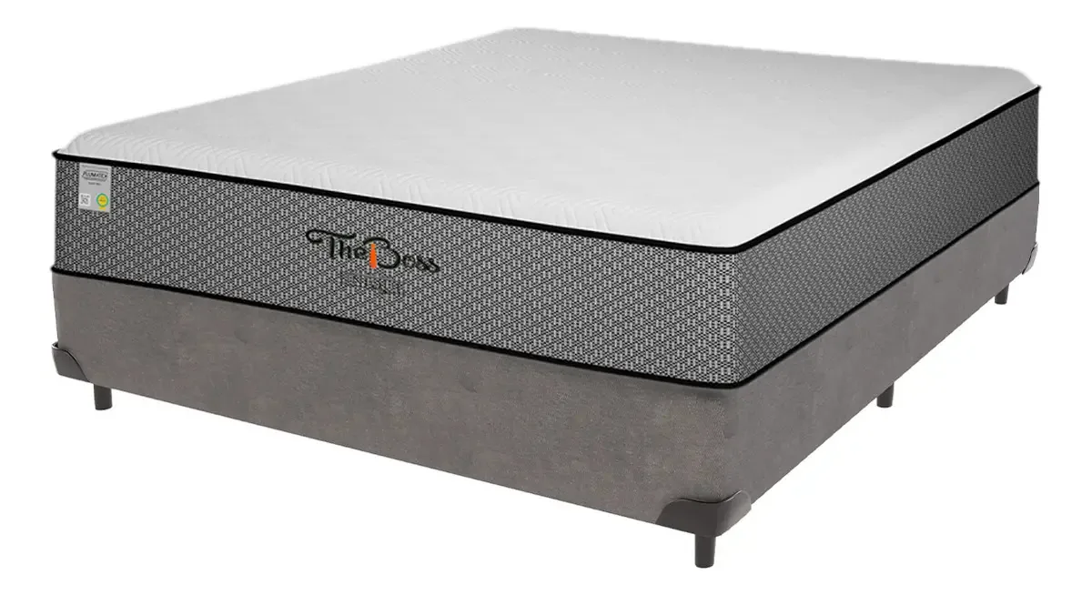 Cama Box Cinza Colchão Casal The Boss D33 Unique
