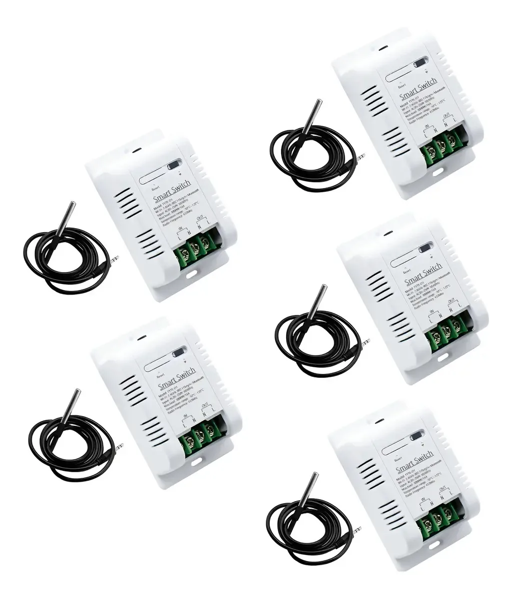 Kit 5 Sensores Temperatura Wifi Tuya Smart Life Alexa Cor Branco