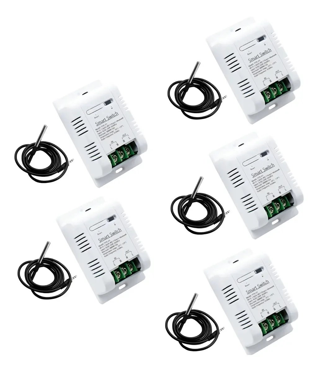 Kit 5 Sensores Temperatura Wifi Ewelink Cor Branco