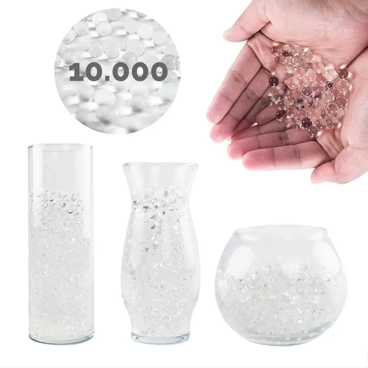Bolinhas Gel Transparentes Cresce Água Decoração 10.000 Unid