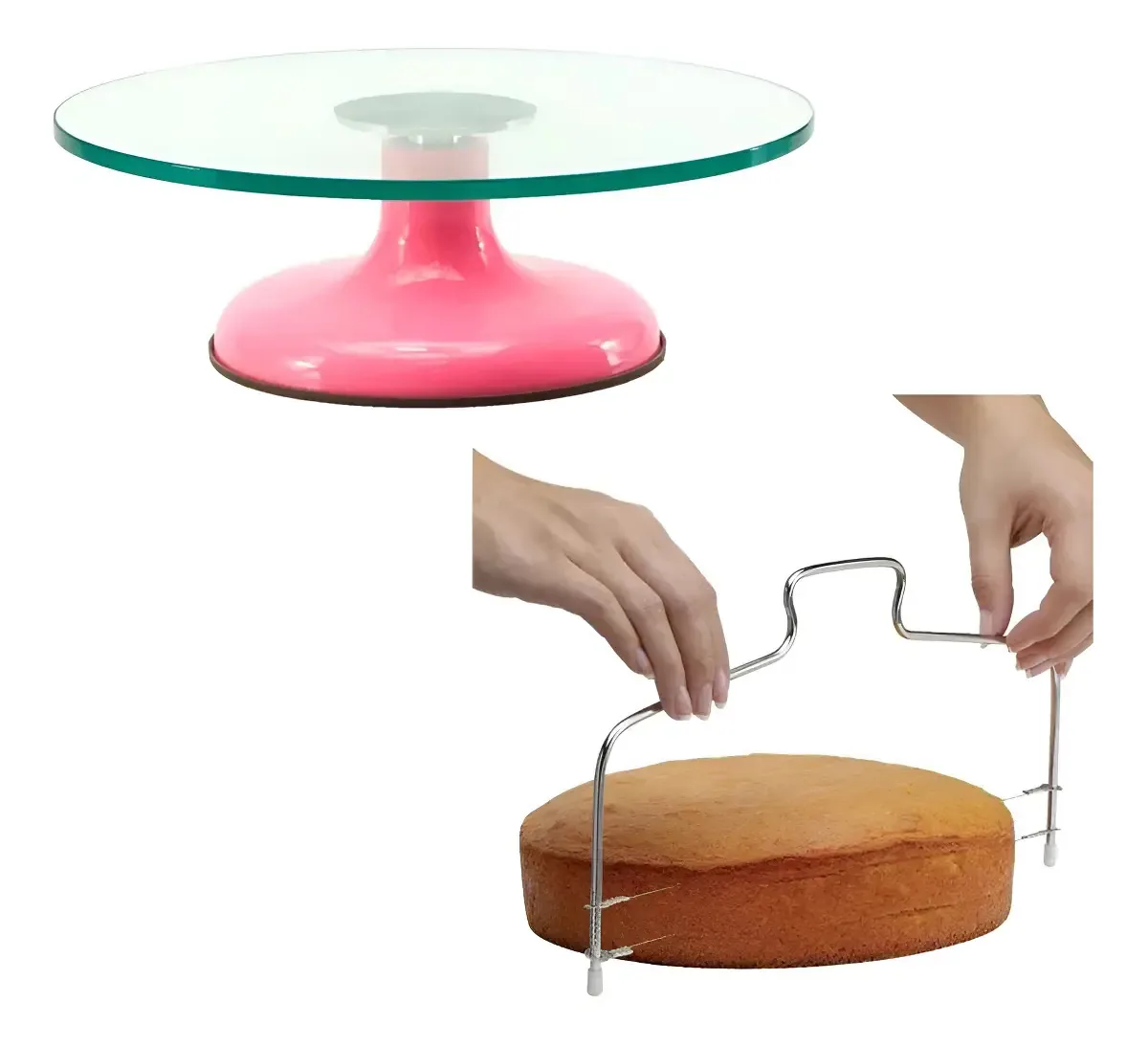 Bailarina De Vidro Rosa E Nivelador De Bolo
