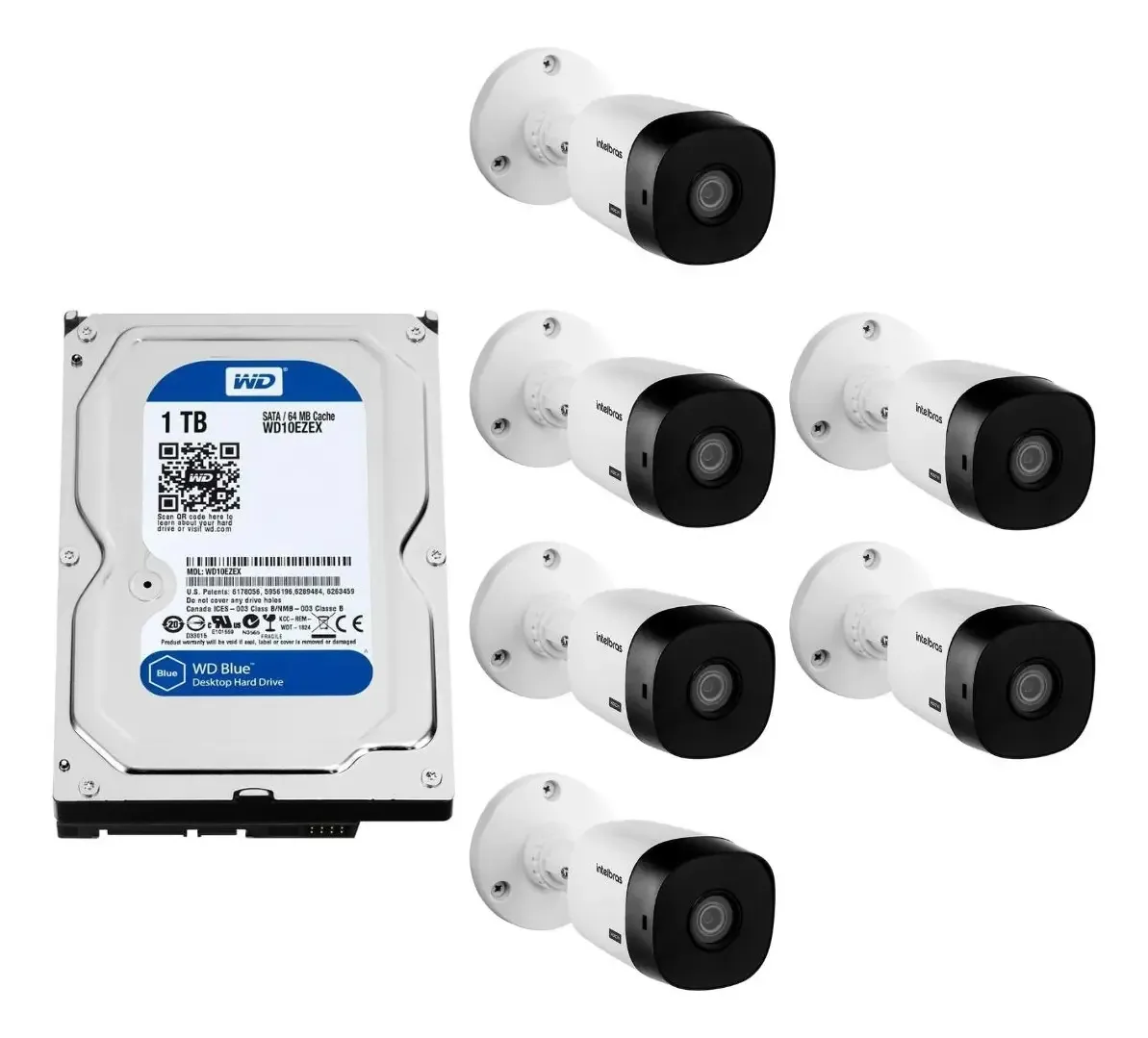 6 Câmeras Vhl 1120 + 1 Hd 1tb Cor Branco