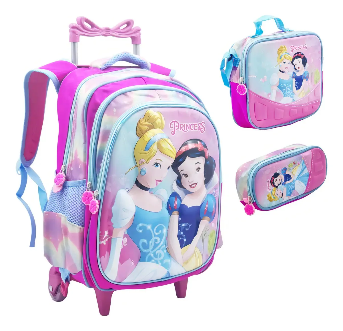 Kit Mochila Infantil Rodinhas Escolar 3d - Princesas