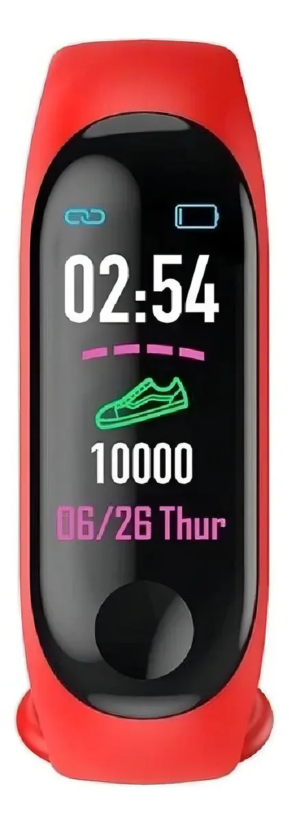 Relogio Fitness M3 Health Bluetooth Smart Band Vermelho