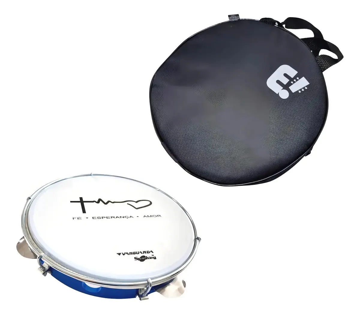 Kit Pandeiro 10 Abs Azul Leitosa Batimento + Bag Acolchoada