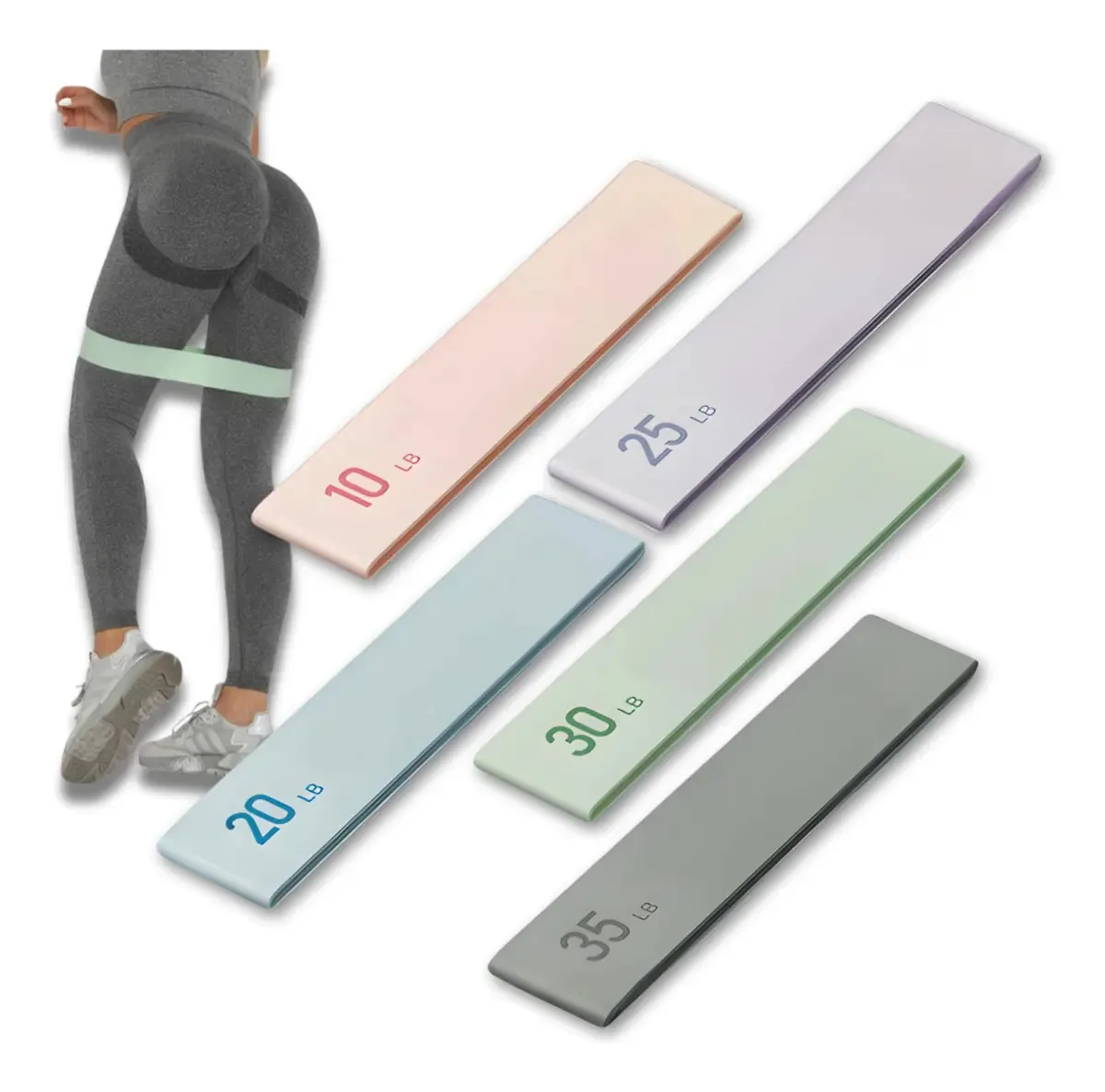 Kit 5 Faixa Elástica Super Mini Band Para Treino Exercícios Pdo Store Tons Pastéis