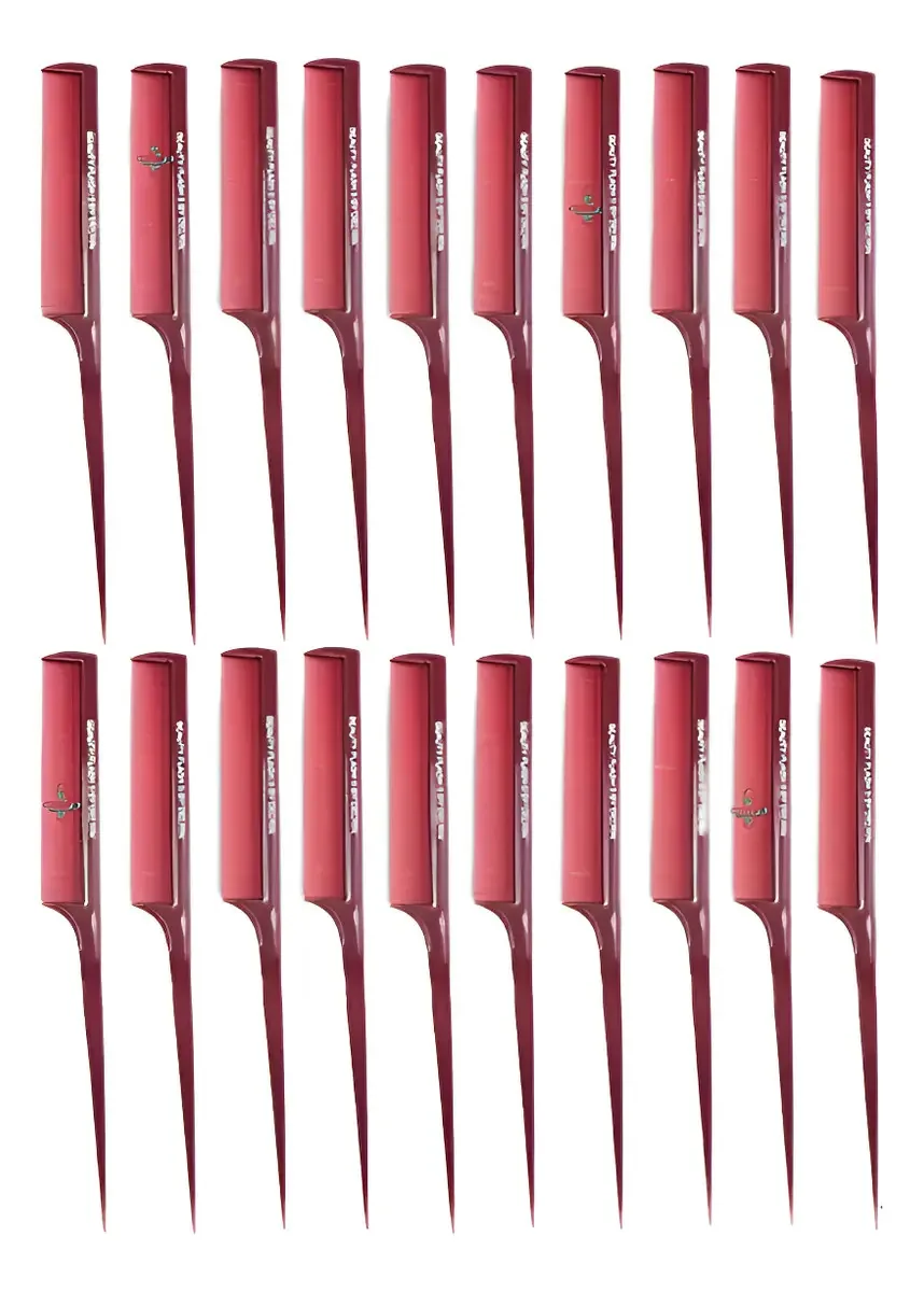 Kit 50 Pentes Plástico Vermelho Barbershopp62 Para Química Desembaraçar