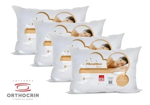 Kit 4 Travesseiros Fiberpillow Basic Orthocrin Cor Branco