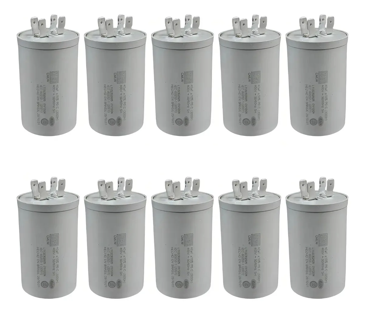 Kit 10 Capacitores Permanentes 45uF 400V WEG para Motores e Ventiladores