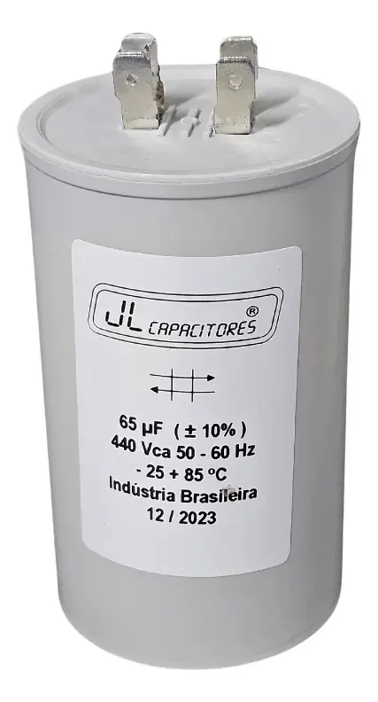 Capacitor Permanente 65uF 440V Jl Capacitores Motores Elétricos