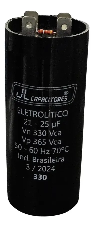 Capacitor Eletrolítico 21-25uF 330V JL Capacitores Para Motores Elétricos