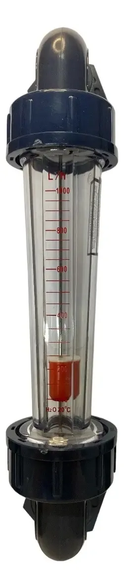 Rotâmetro Painel Curvo Água 100 A 1000 L/h Dn25 Rosca Bsp