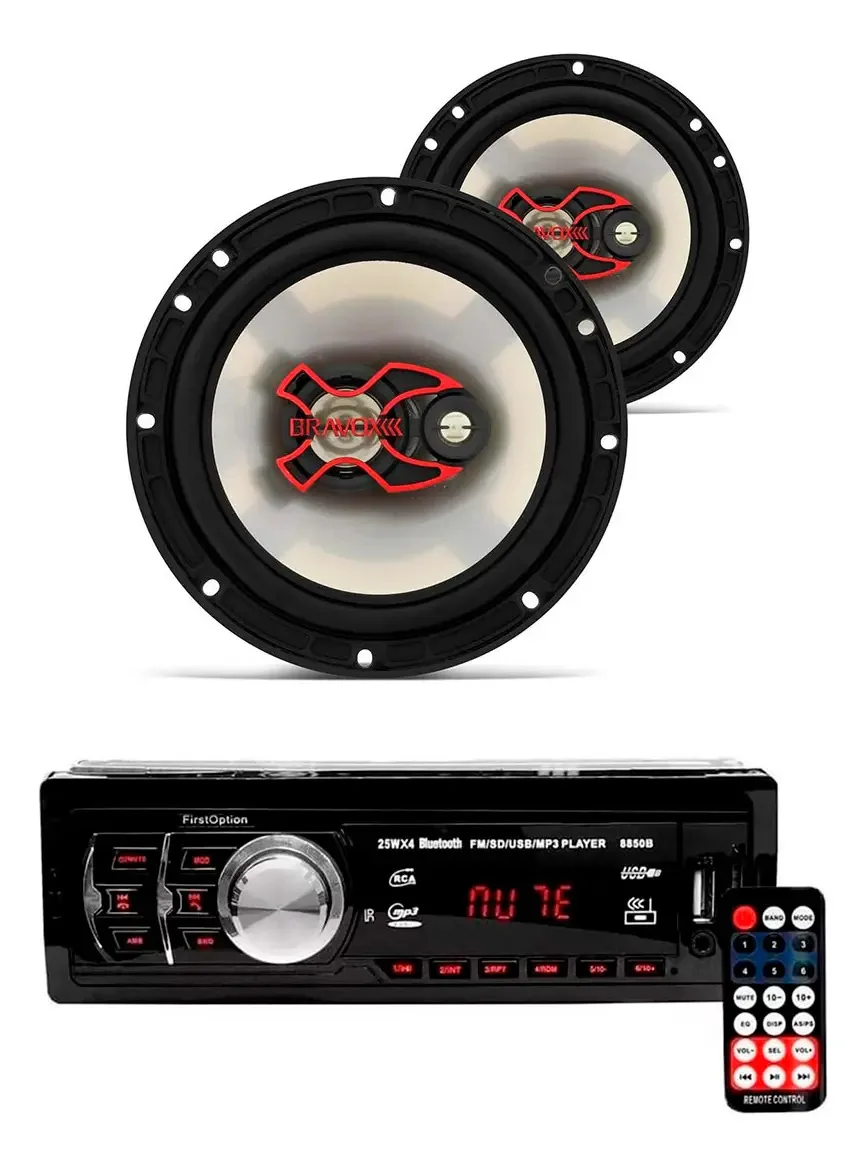 Alto-falante B3x60 Triaxial 6 + Som Automotivo Rádio Am/fm