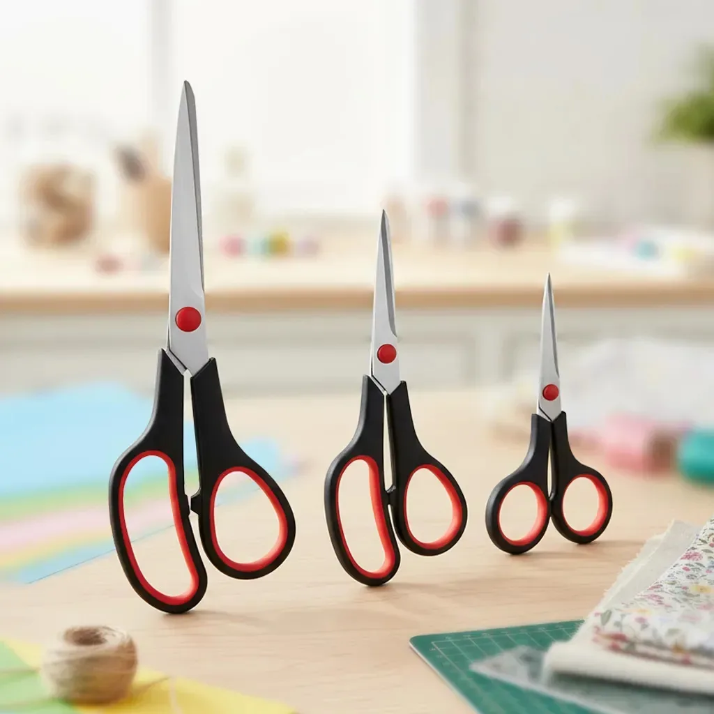 Kit 3 Tesouras Aço Inox Multiuso Ergonômicas Cortes Precisos Papel Tecido Cozinha Escritório Escola Costura Lâmina Afiada Tamanhos Variados Uso Doméstico