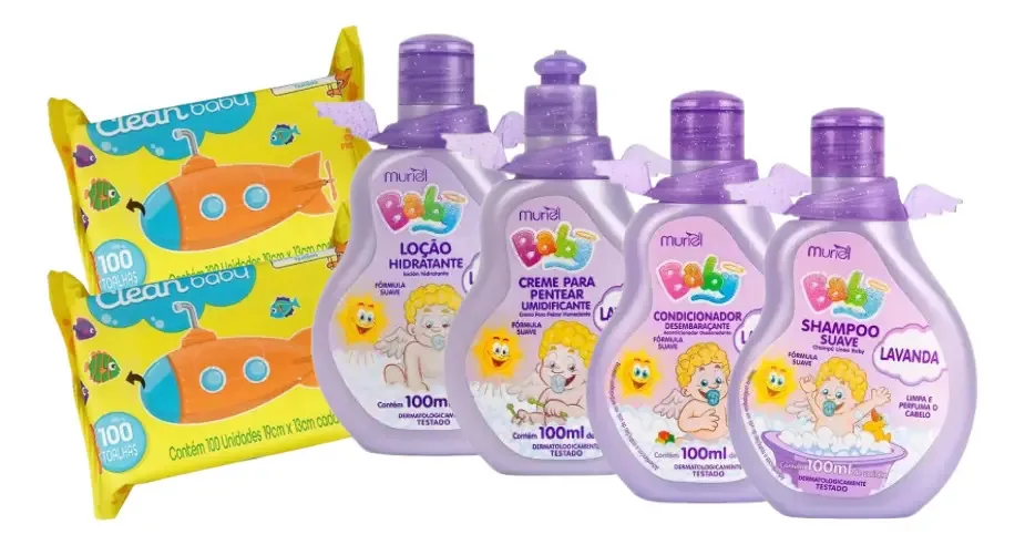 Kit Para Bebê Baby Lavanda Muriel + 2x Lenços Umedecidos