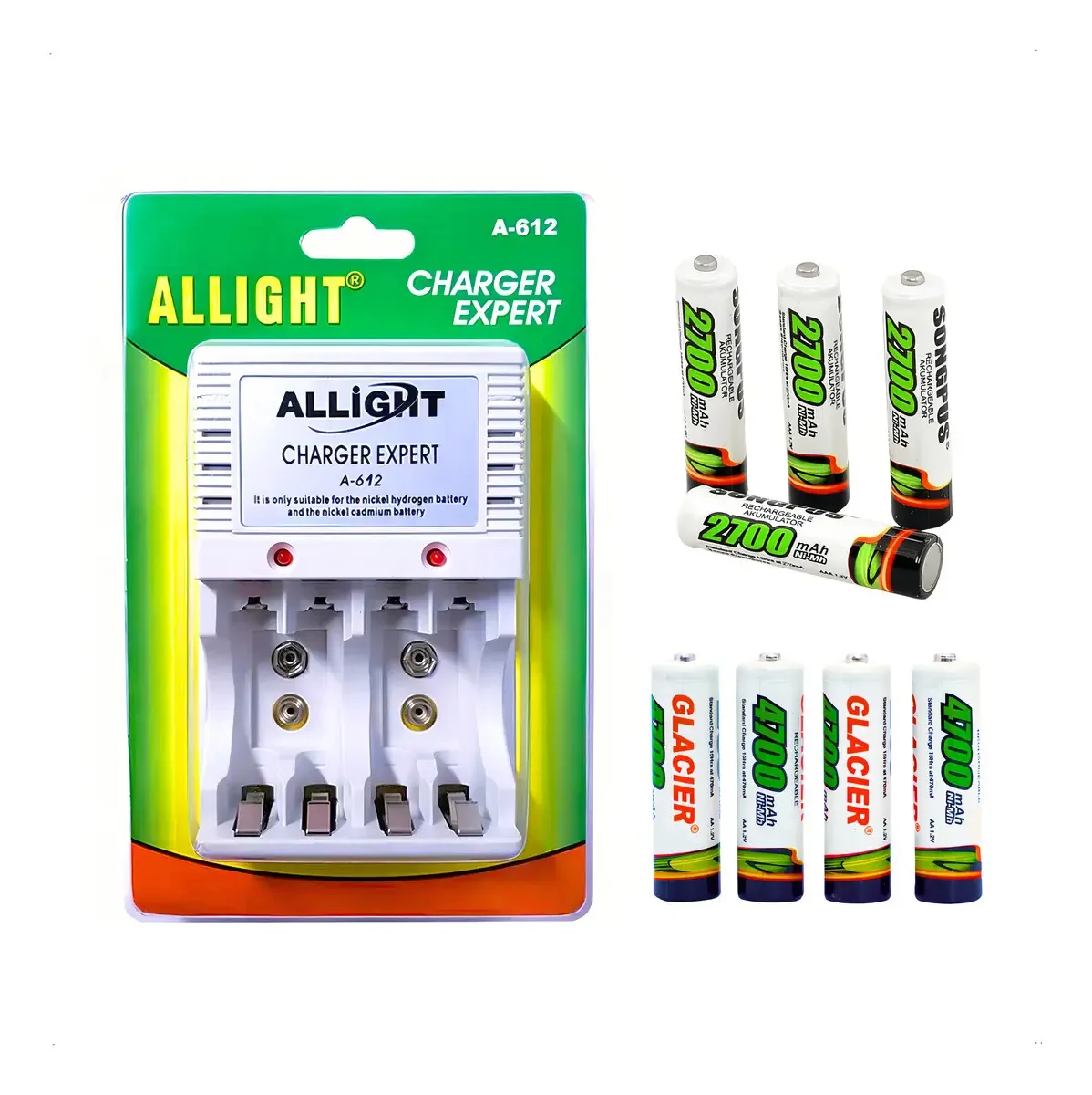 Filipini Store Kit 8 Pilhas Recarregáveis Aa / Aaa + Carregador Rápido