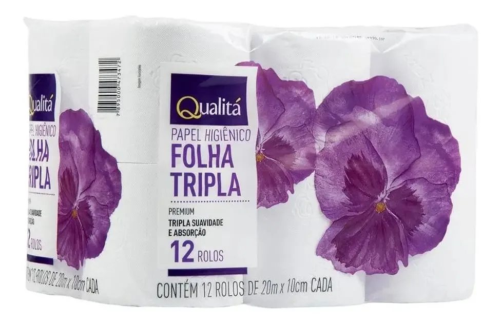 Papel Higiênico Folha Tripla Qualitá 20m Com 12 Unidades