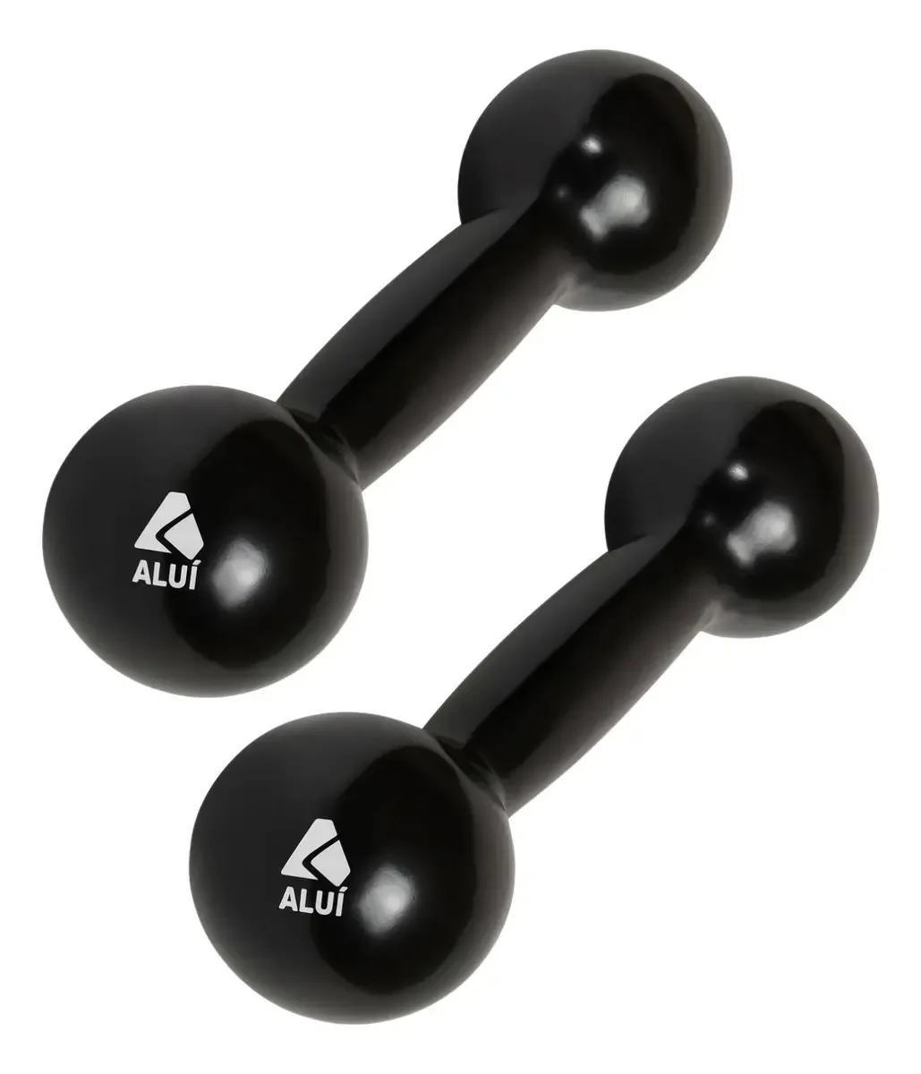 Kit 2 Halteres 5kg Aluí Fitness Ferro Fundido Emborrachado Musculação