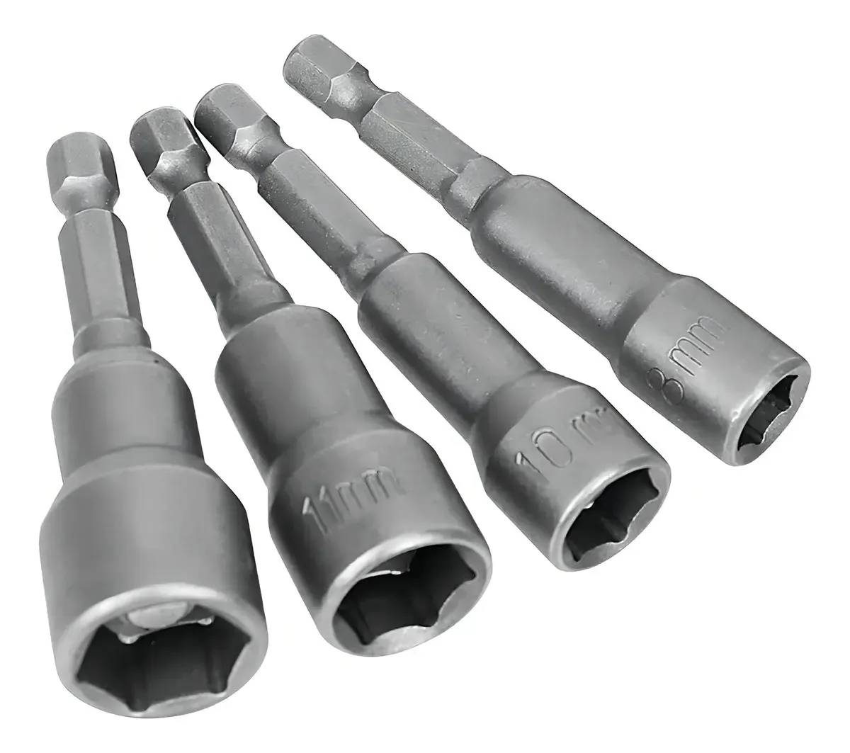 Jogo 4 Soquete Pito Canhão Sextavado Parafusadeira 8 A 13 Mm