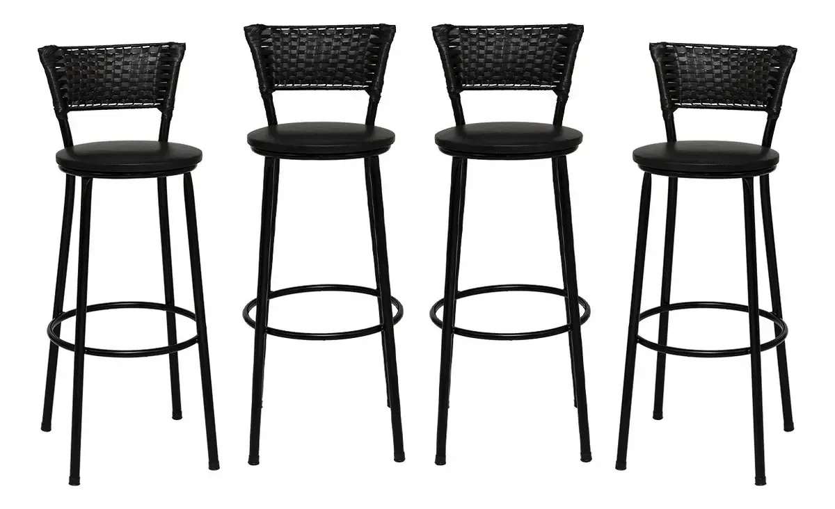 Banqueta Itagold Luxo 4 Unidades Aço 85cm Industrial Acabamento Da Estrutura Estrutura Preta Cor Preto