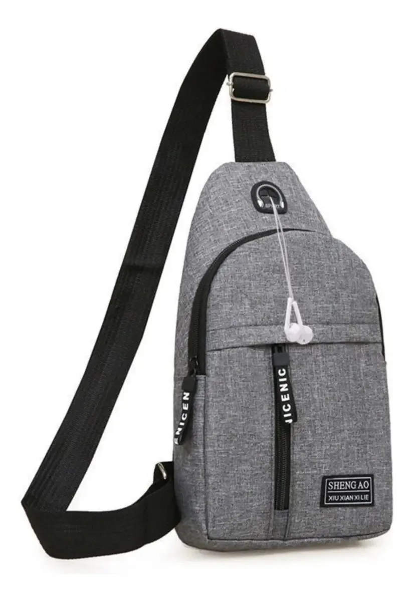 Mochilas Masculinas Transversal Bolsa Ombro Pochete Shoulder Cor Cinza