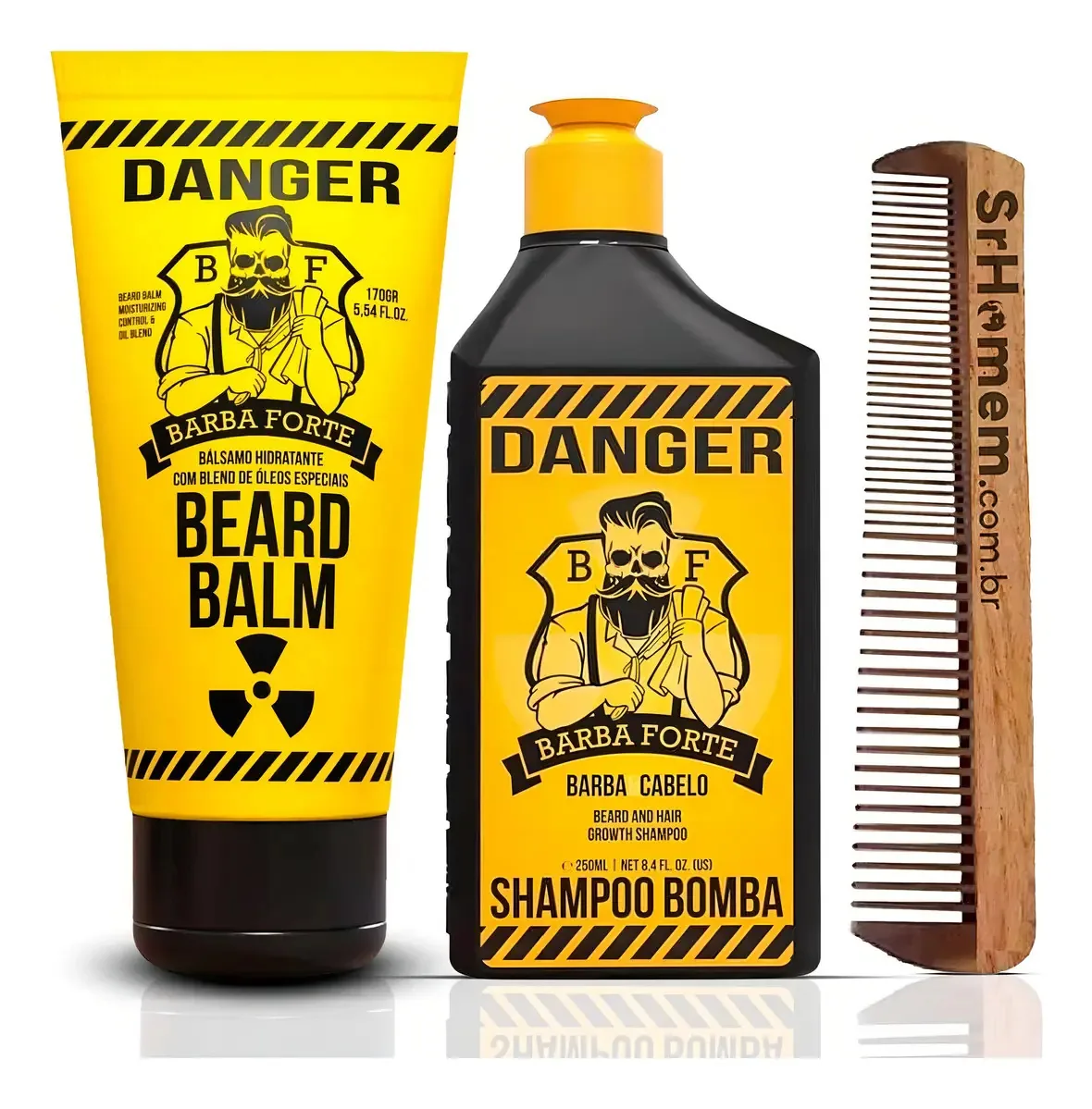 Kit Balm, Shampoo E Pente Barba Forte - Barba Forte
