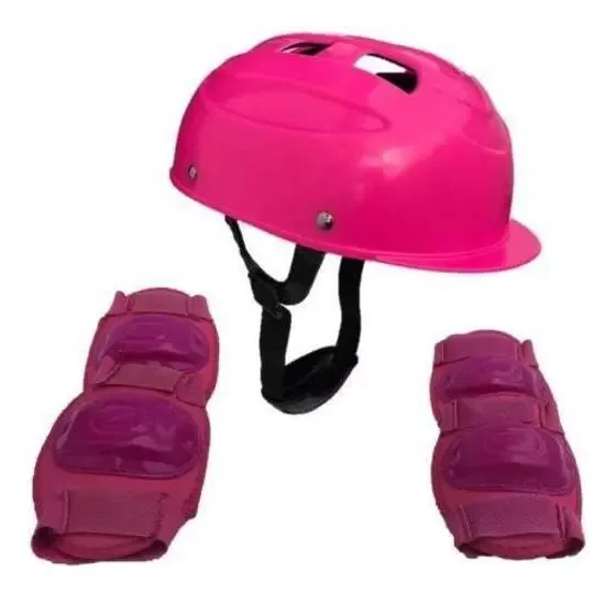 Kit Segurança Infantil - Capacete E Proteções - Rosa