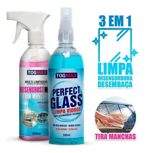Kit Limpa Vidros Perfect Glass E Tira Mancha Desencrost Max