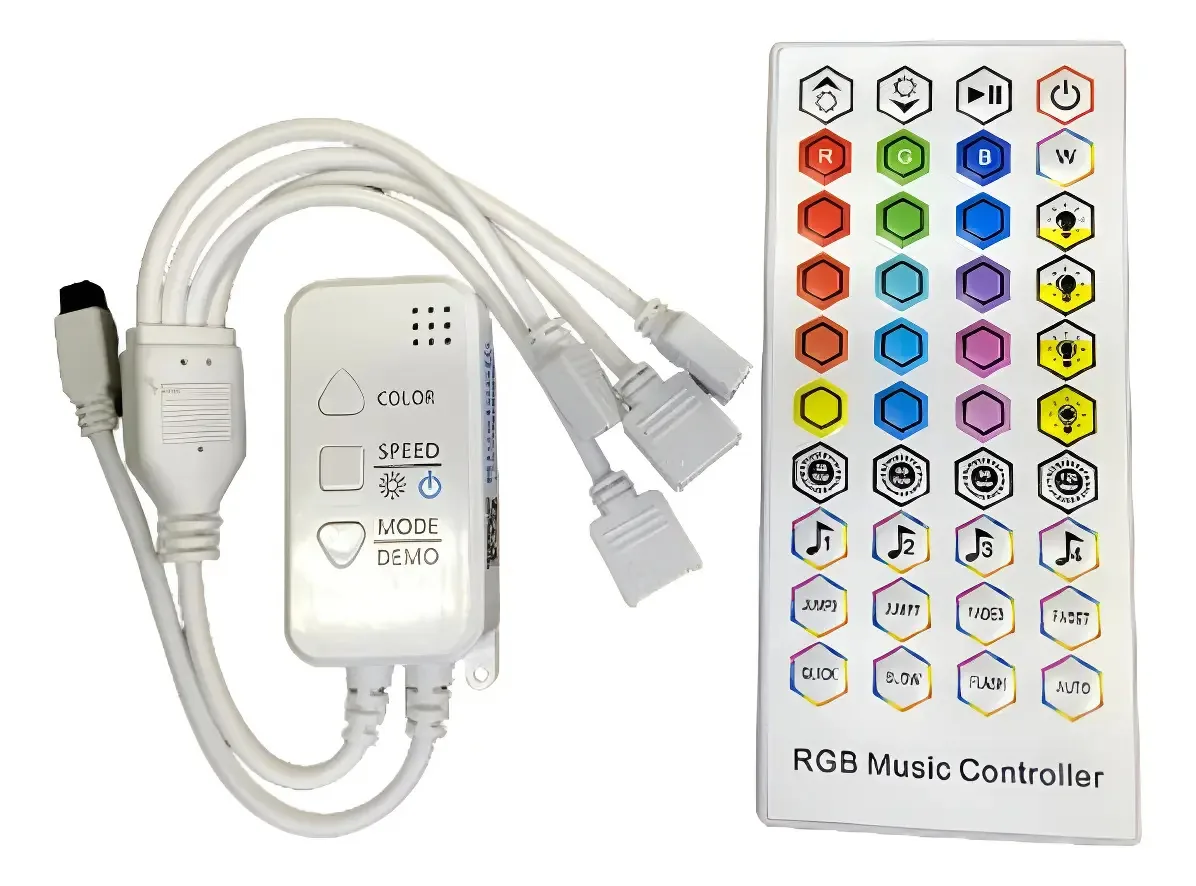 Controle Musical Bluet Fita Led Rgb 40teclas 4saídas 12v24v