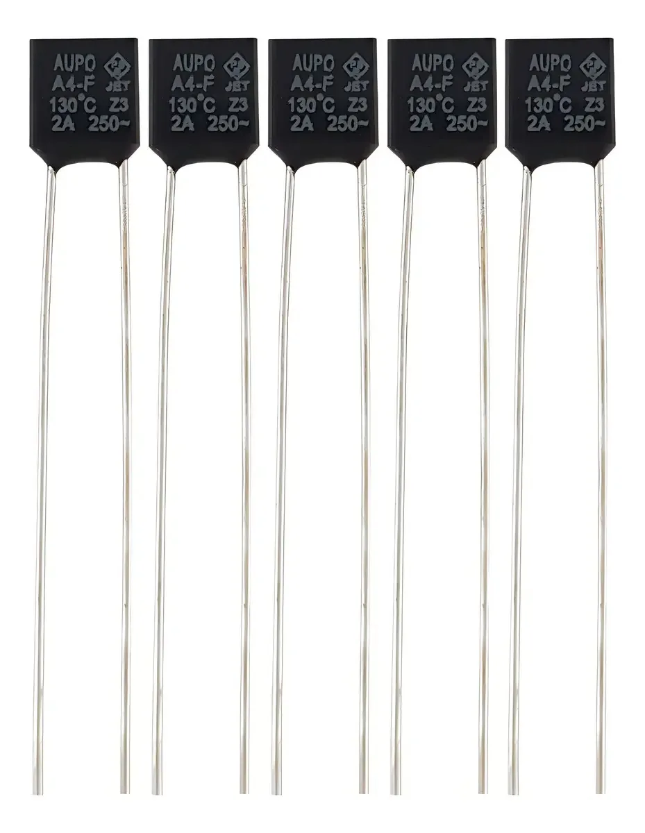 Kit 5 Fusíveis Térmicos Ação Rápida Aupo 130ºc 2A 250V Cilíndrico