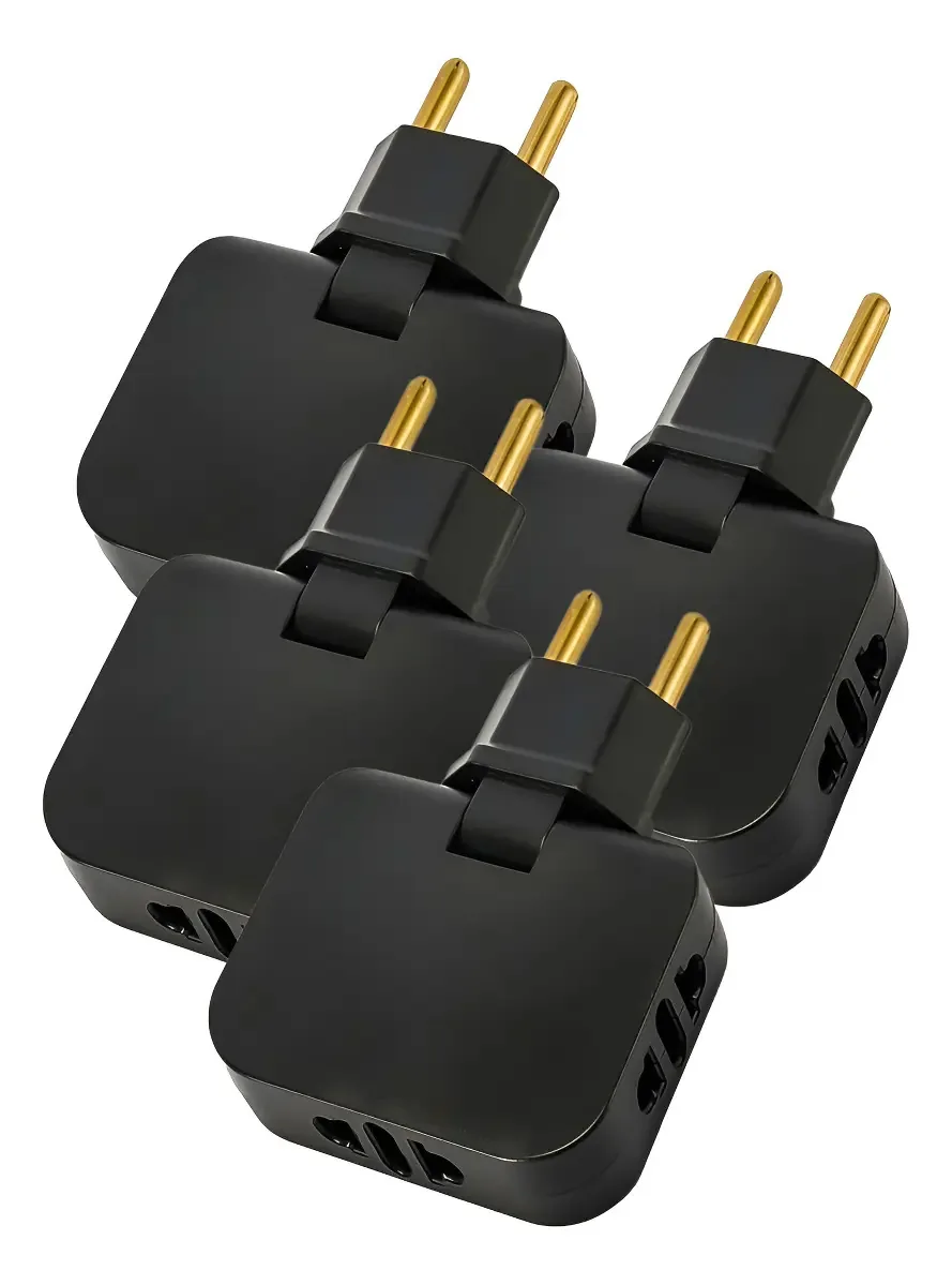 Kit 4 Adaptadores Benjamin T Articulado de 3 Saídas para Tomada 10A