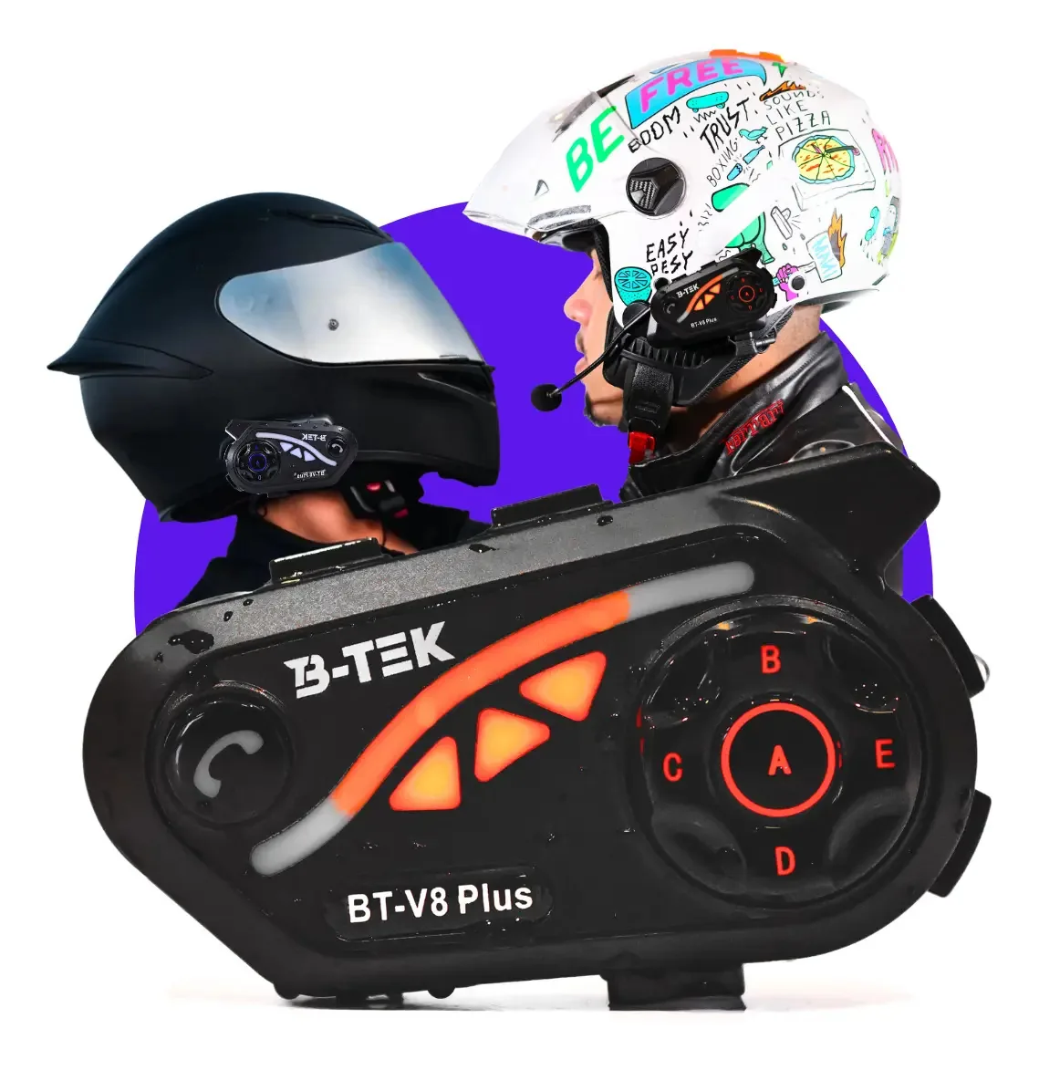 Fone Ouvido Intercomunicador Bluetooth Para Capacete De Moto Alcance 1200km V8 Plus 6 Pilotos Acomodados Comunicação,230h Em Espera Ultralongo Multitarefa Áudio Funcionalidade Conexão Estável