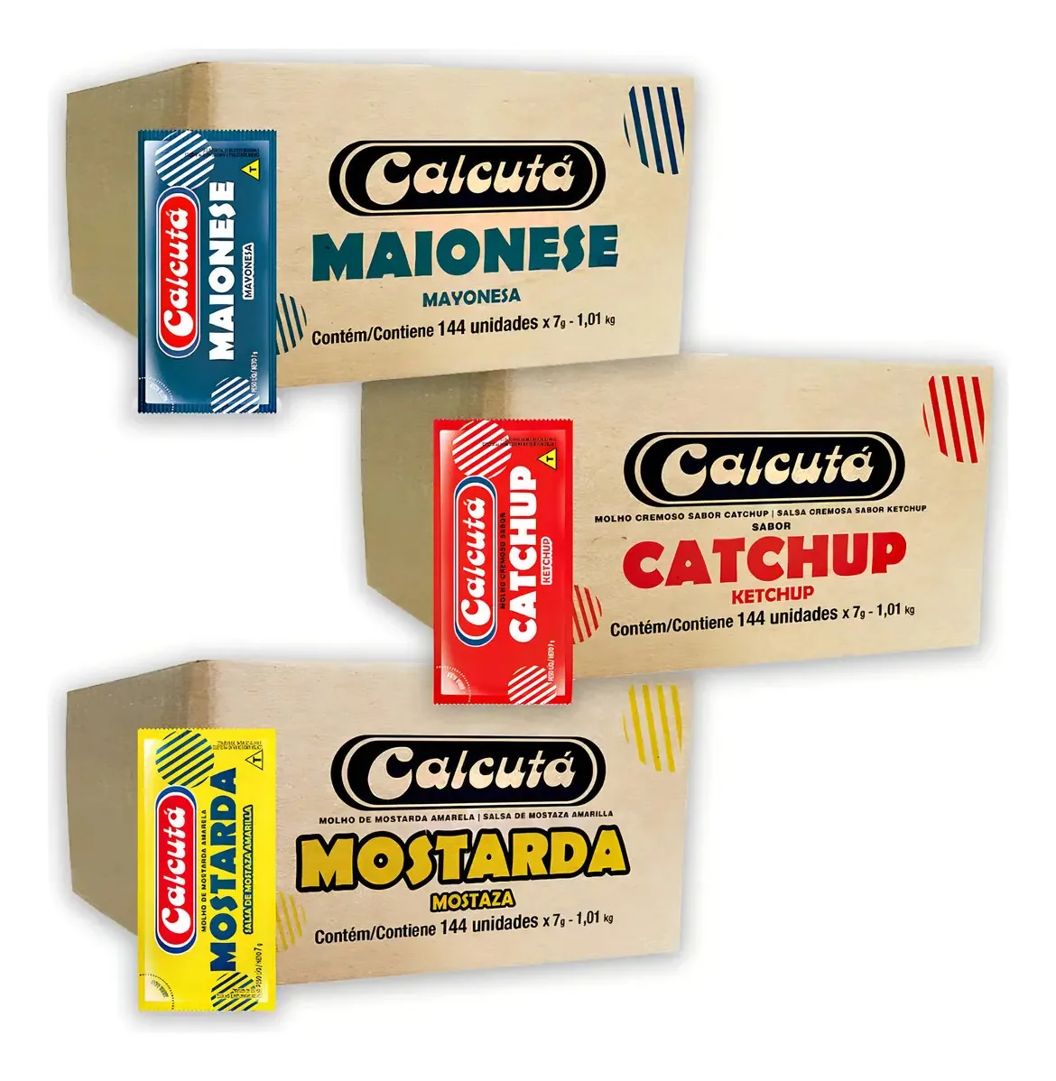 Kit De Sachês De Condimentos Ketchup Mostarda E Maionese