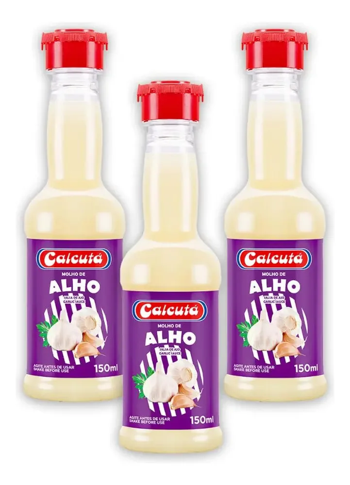 3un Molho De Alho Calcutá 150ml Para Saladas Massas Carnes