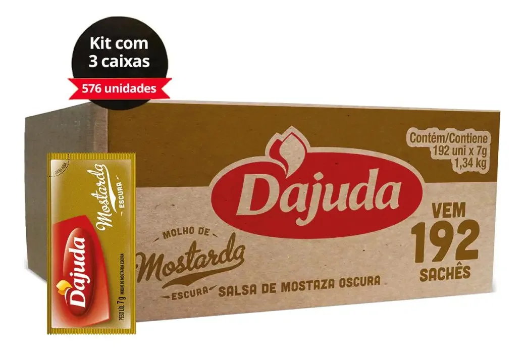 3caixas 192 Sachês 7g De Mostarda Escura Dajuda