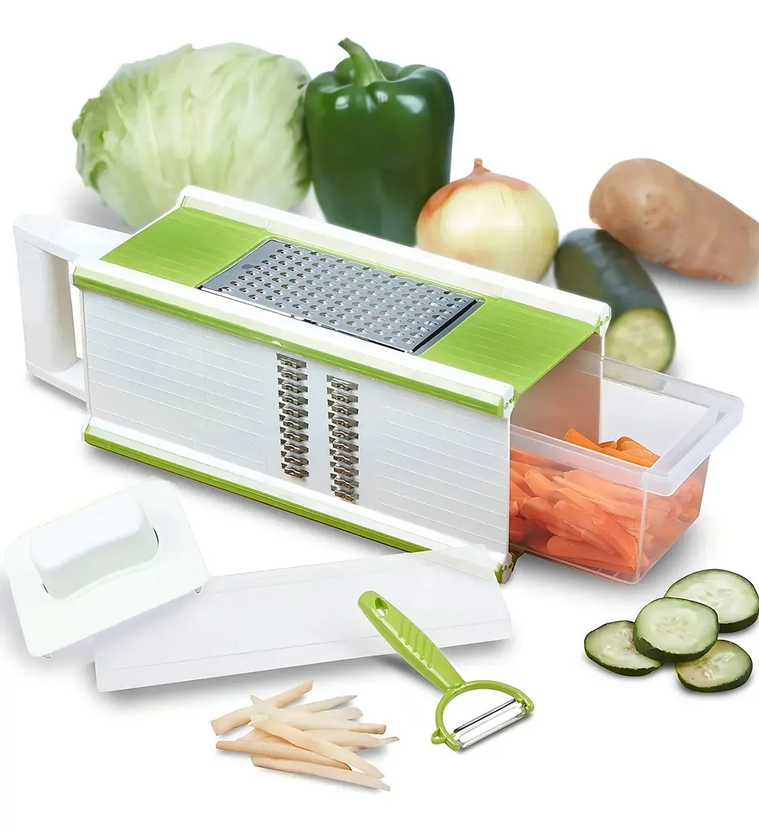 Cortador Fatiador Multifuncional Legumes, Frutas, Eficiente